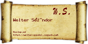 Welter Sándor névjegykártya