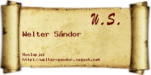 Welter Sándor névjegykártya